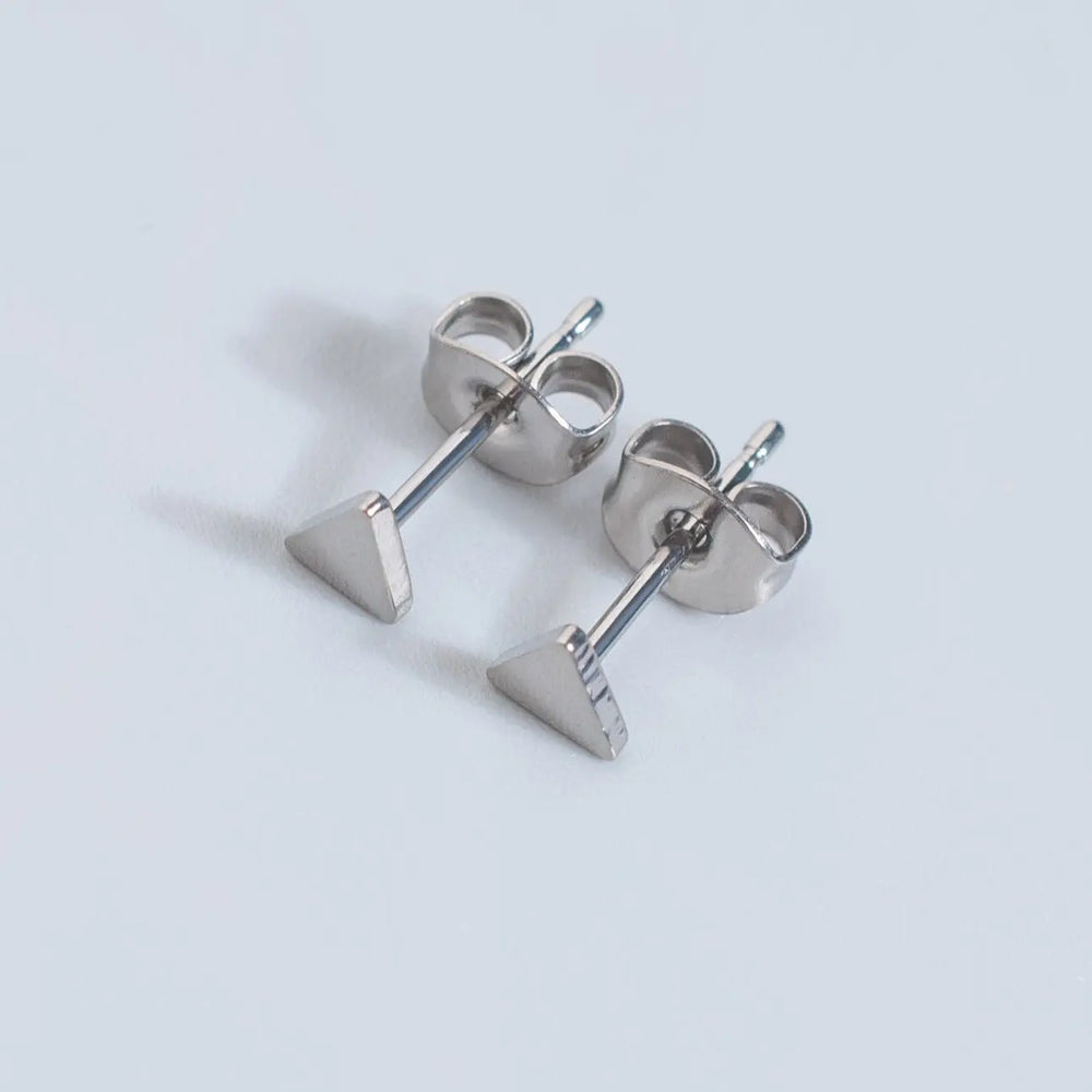Triangle Stud Earrings - Titanium