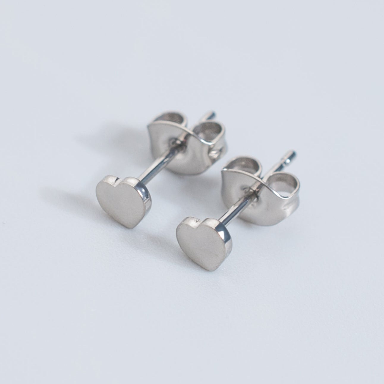 Heart Stud Earrings - Titanium - Camden Body Jewellery