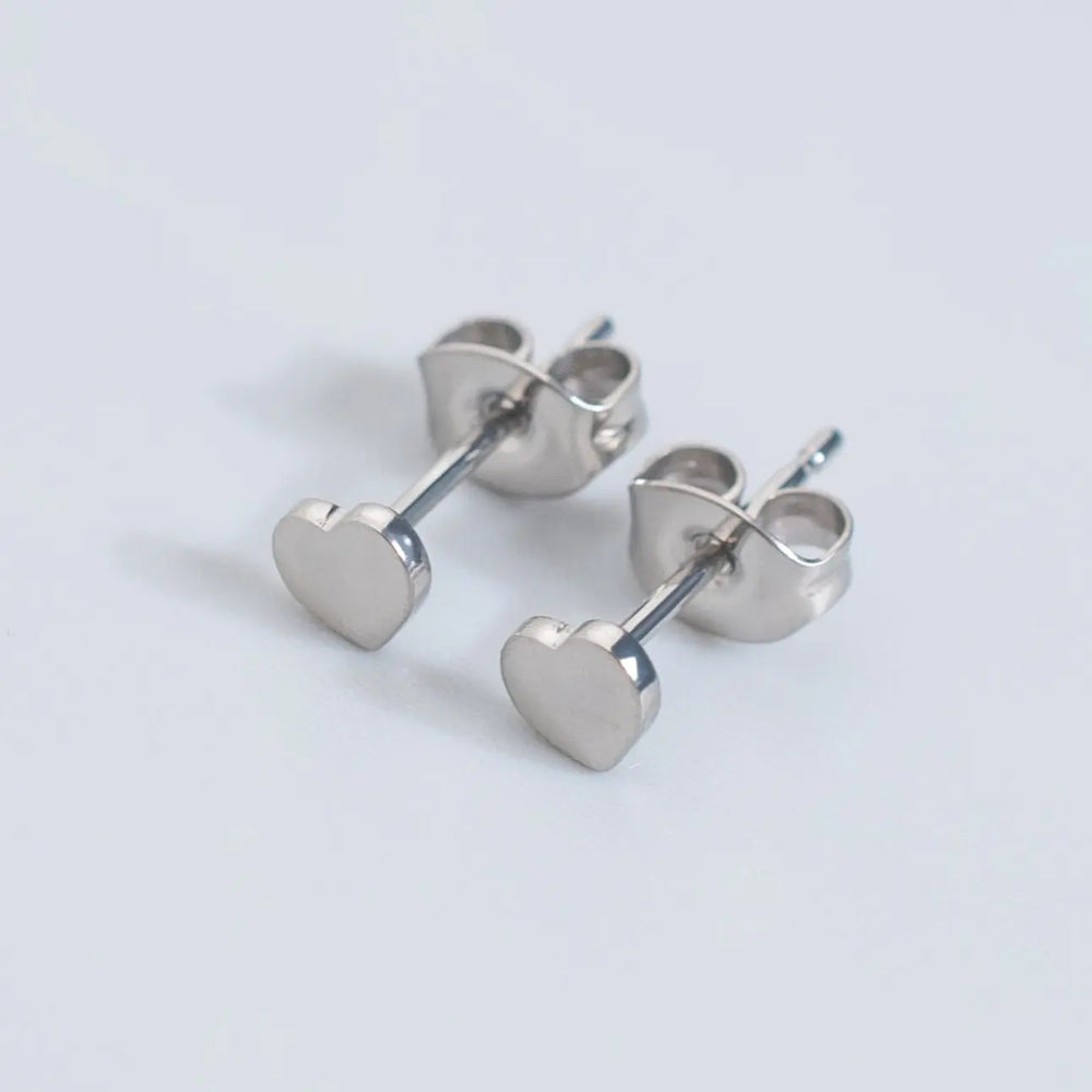 Heart Stud Earrings - Titanium