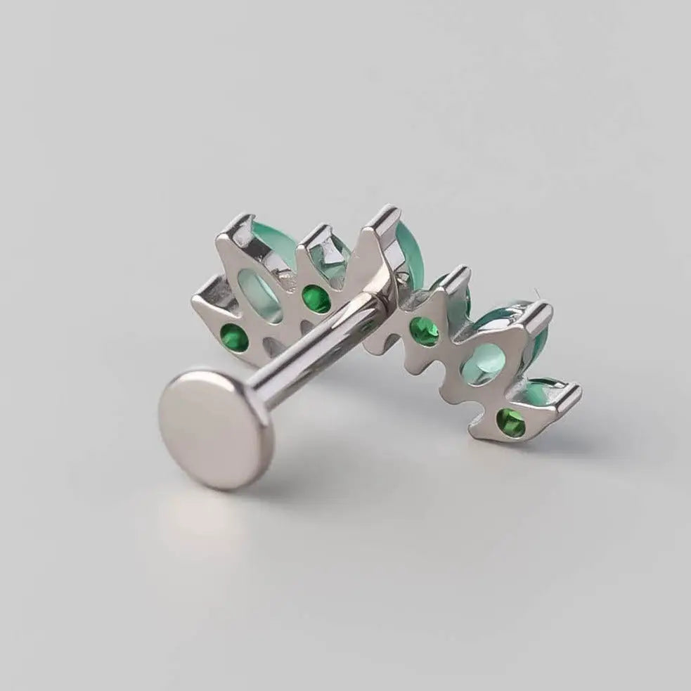 Seven Stone Labret in Green Onyx + Green - Titanium - Camden Body Jewellery