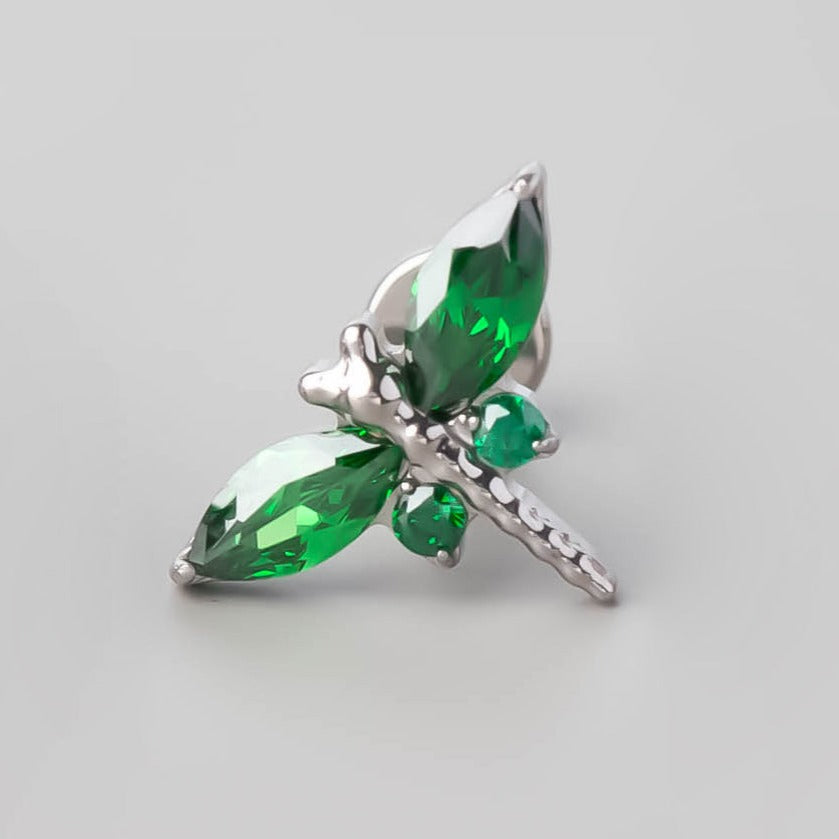 Dragonfly Labret in Green - Titanium - Camden Body Jewellery