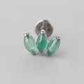 Triple Marquise Labret in Green Onyx - Titanium - Camden Body Jewellery