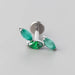 Triple Marquise Wide Labret in Green Onyx + Green - Titanium - Camden Body Jewellery