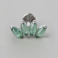 Quadruple Marquise Stone Labret in Green Onyx - Titanium - Camden Body Jewellery