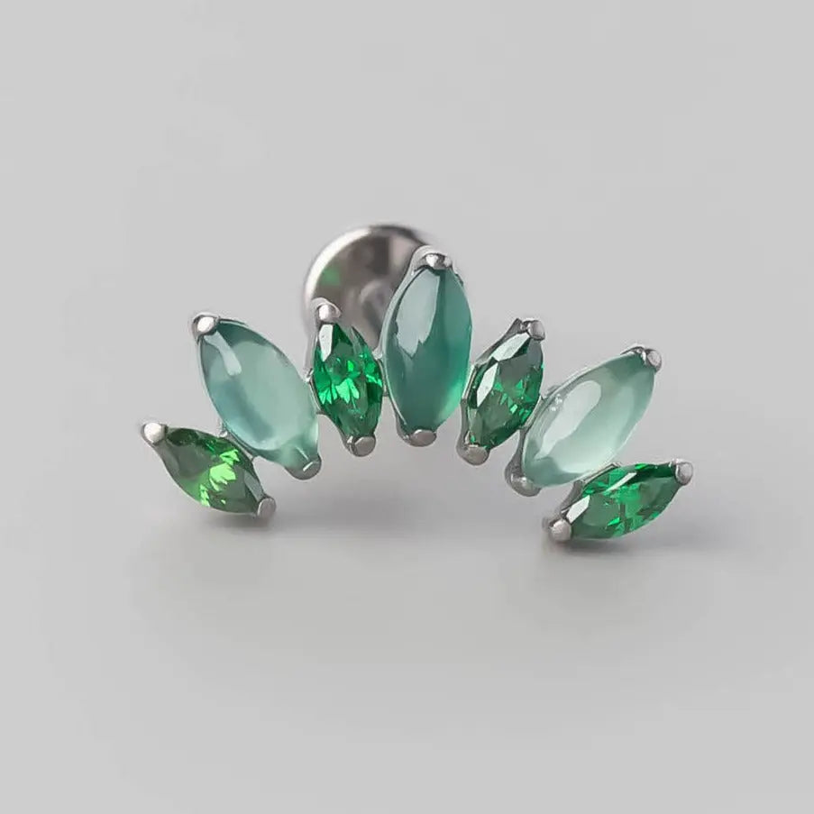Seven Stone Labret in Green Onyx + Green - Titanium