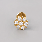 CZ Paved Flower Labret in Gold - Titanium