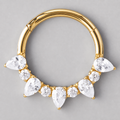 5 Pear Cut Stone 4 Round Stone Segment Hoop in Gold - Titanium - Camden Body Jewellery