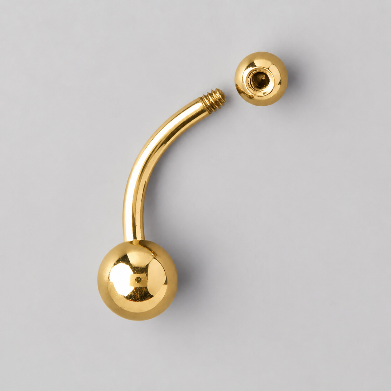 Basic Double Ball Belly Bar in Gold - Titanium
