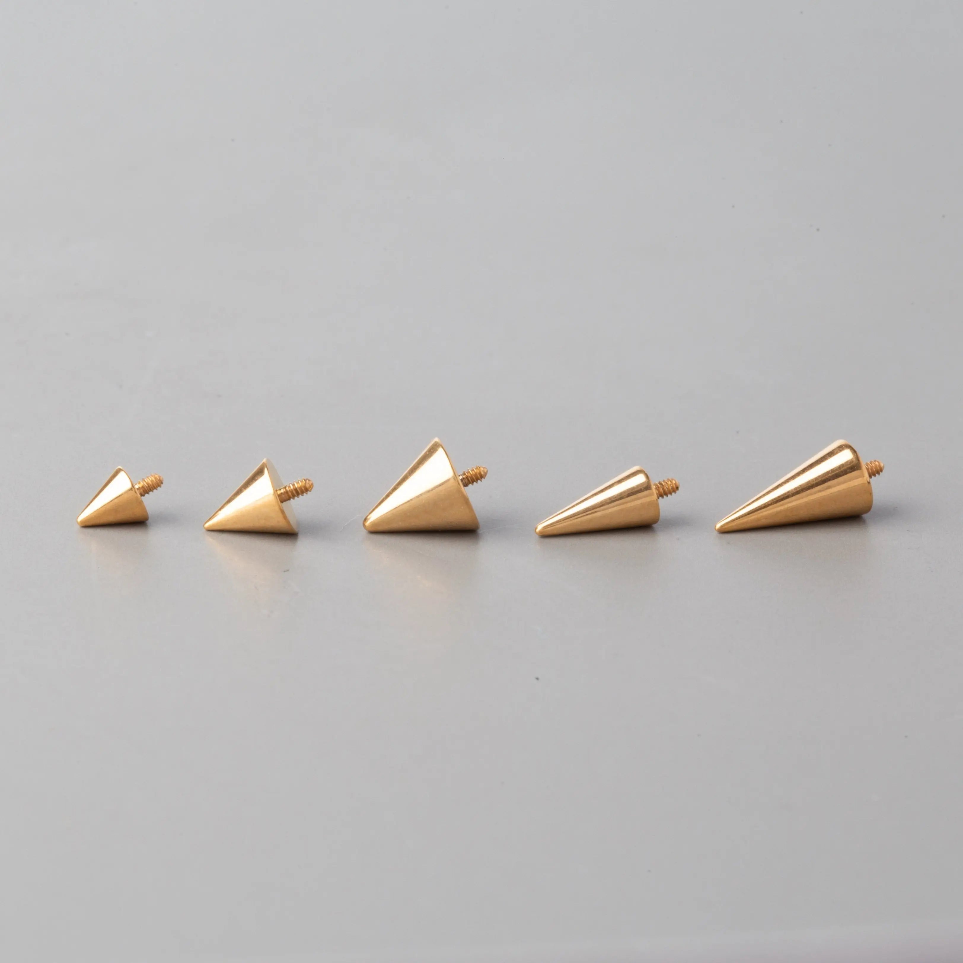 Single Titanium Gold & Silver Spikes Internally Threaded (Sold Individually & Not in Pairs) - Camden Body Jewellery