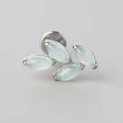 Quadruple Leaf Stone Labret in Green Aventurine - Titanium - Camden Body Jewellery