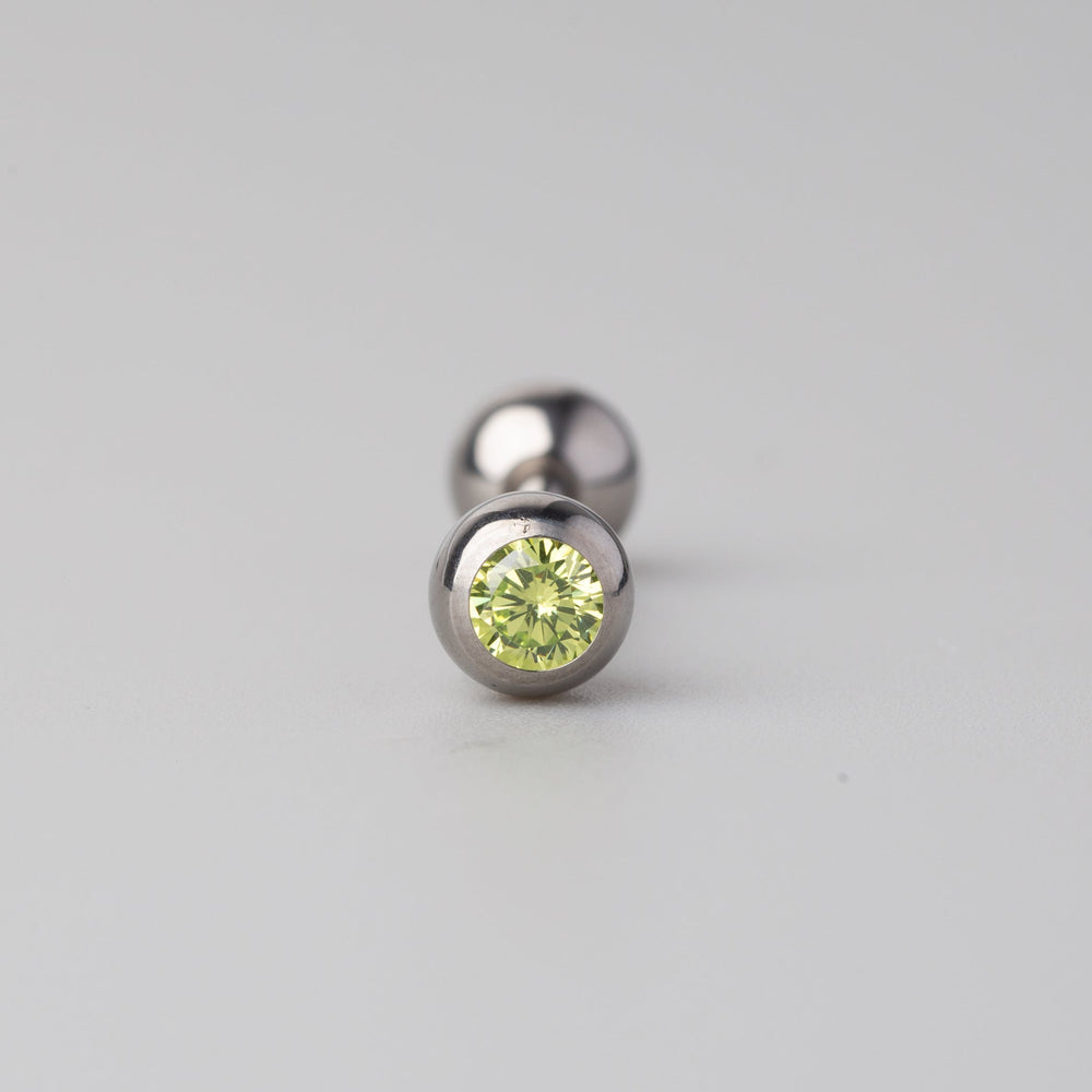 Tongue Barbell Green CZ - Titanium