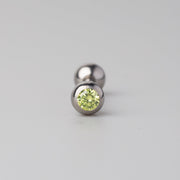 Tongue Barbell Green CZ - Titanium - Camden Body Jewellery