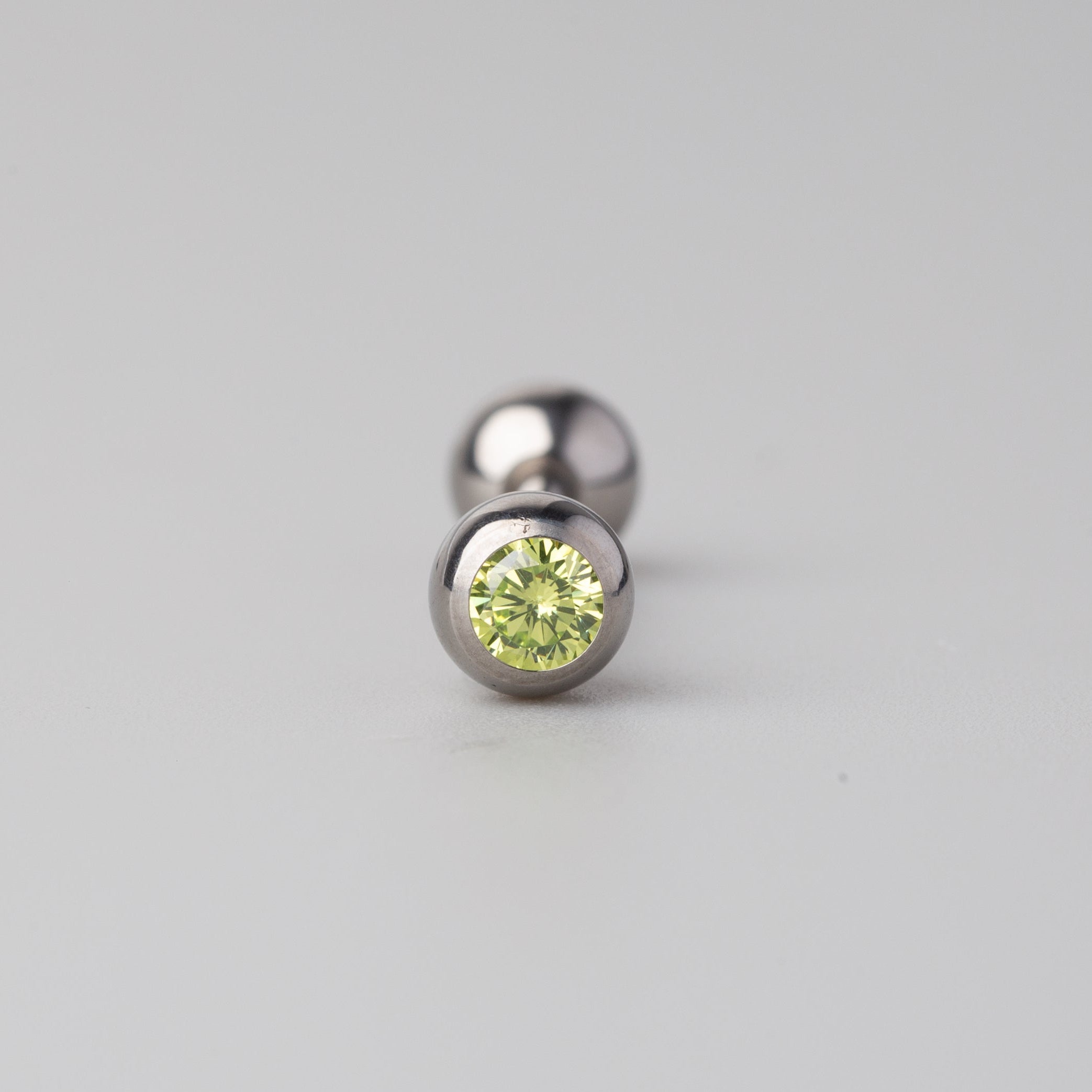 Tongue Barbell Green CZ - Titanium - Camden Body Jewellery