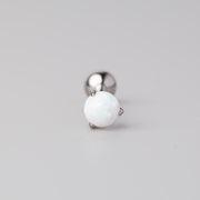 Tongue Barbell Clawed White Opal - Titanium - Camden Body Jewellery