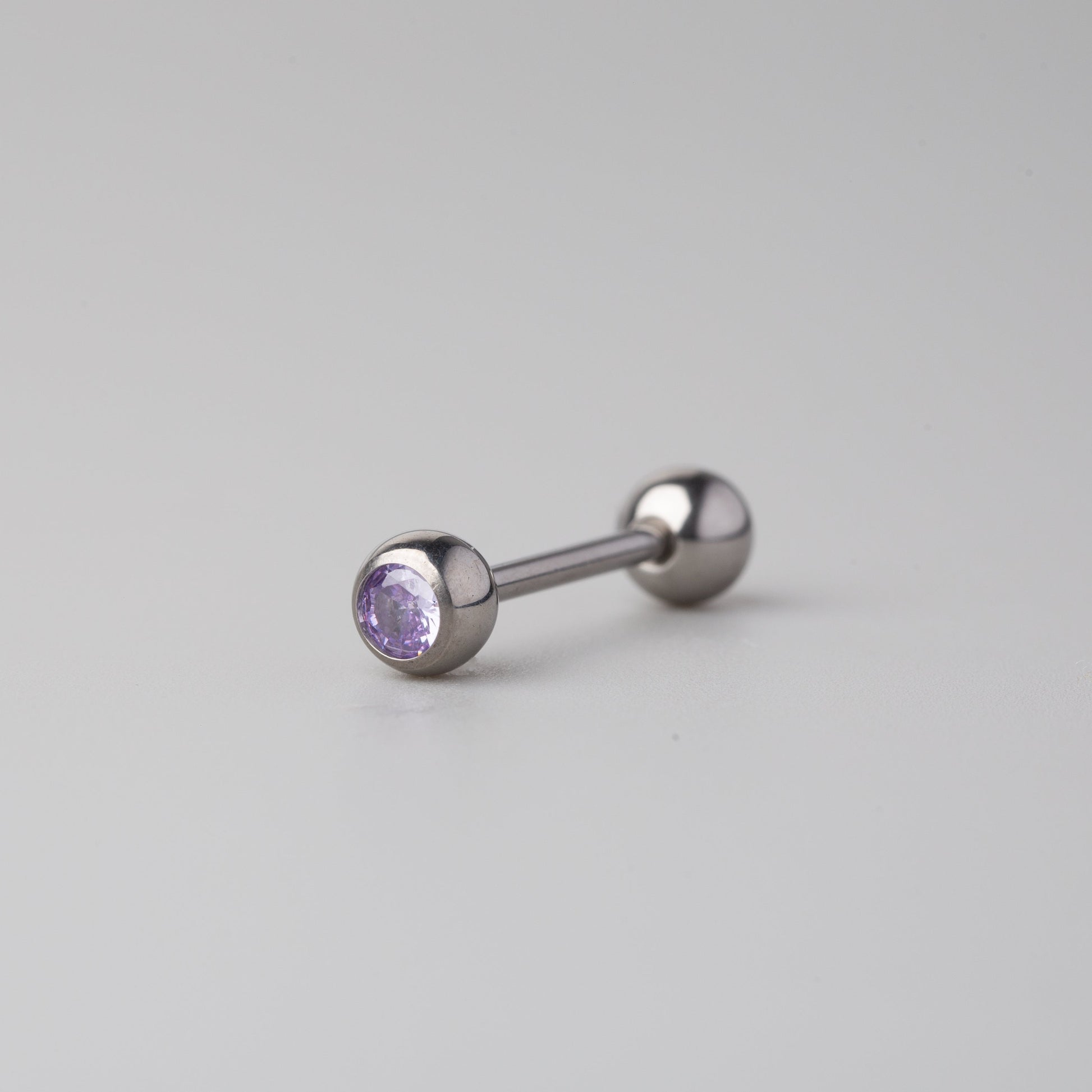 Tongue Barbell Purple CZ - Titanium - Camden Body Jewellery