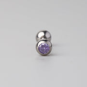Tongue Barbell Purple CZ - Titanium - Camden Body Jewellery