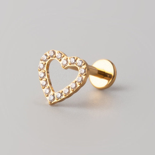 Celeste Heart Labret in Gold - Titanium