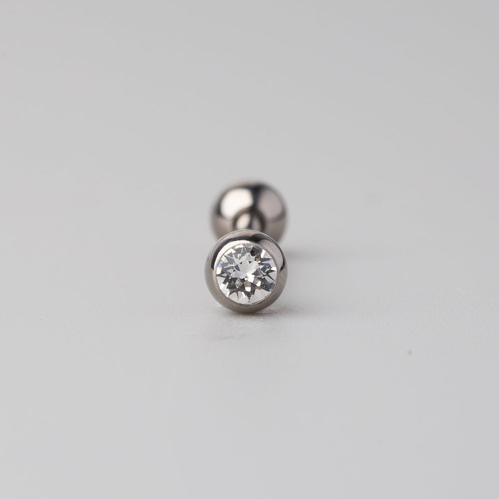 Tongue Barbell Clear CZ - Titanium