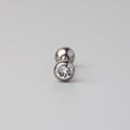 Tongue Barbell Clear CZ - Titanium - Camden Body Jewellery
