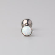 Tongue Barbell White Opal - Titanium - Camden Body Jewellery