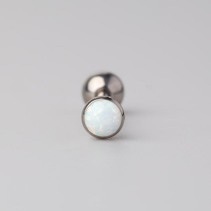 Tongue Barbell White Opal - Titanium - Camden Body Jewellery