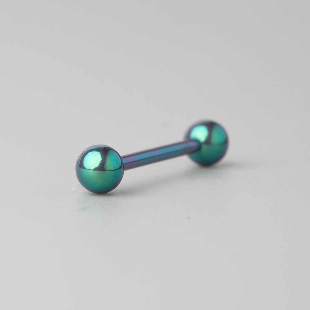 Tongue Barbell in Green - Titanium