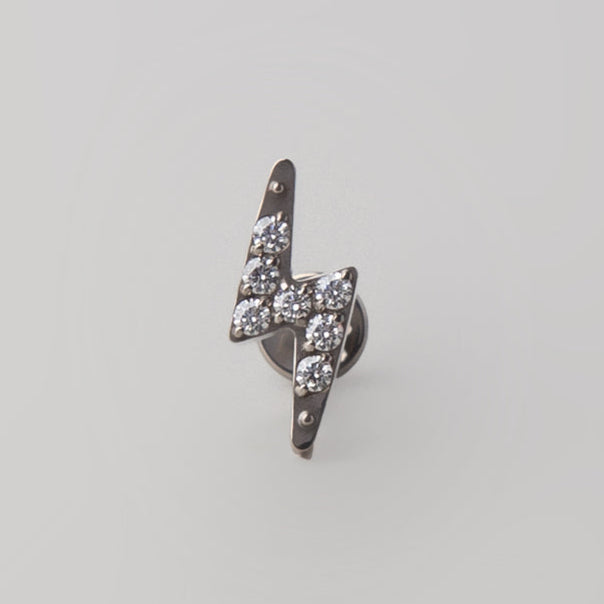 Lightening Bolt Labret in Silver - Titanium