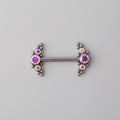 Triple Stone Beads Nipple Barbell in AB - Titanium - Camden Body Jewellery