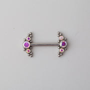 Triple Stone Beads Nipple Barbell in AB - Titanium - Camden Body Jewellery
