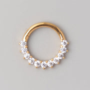 Hinged Segment Hoop Ring Prong Set CZ in Gold - Titanium - Camden Body Jewellery