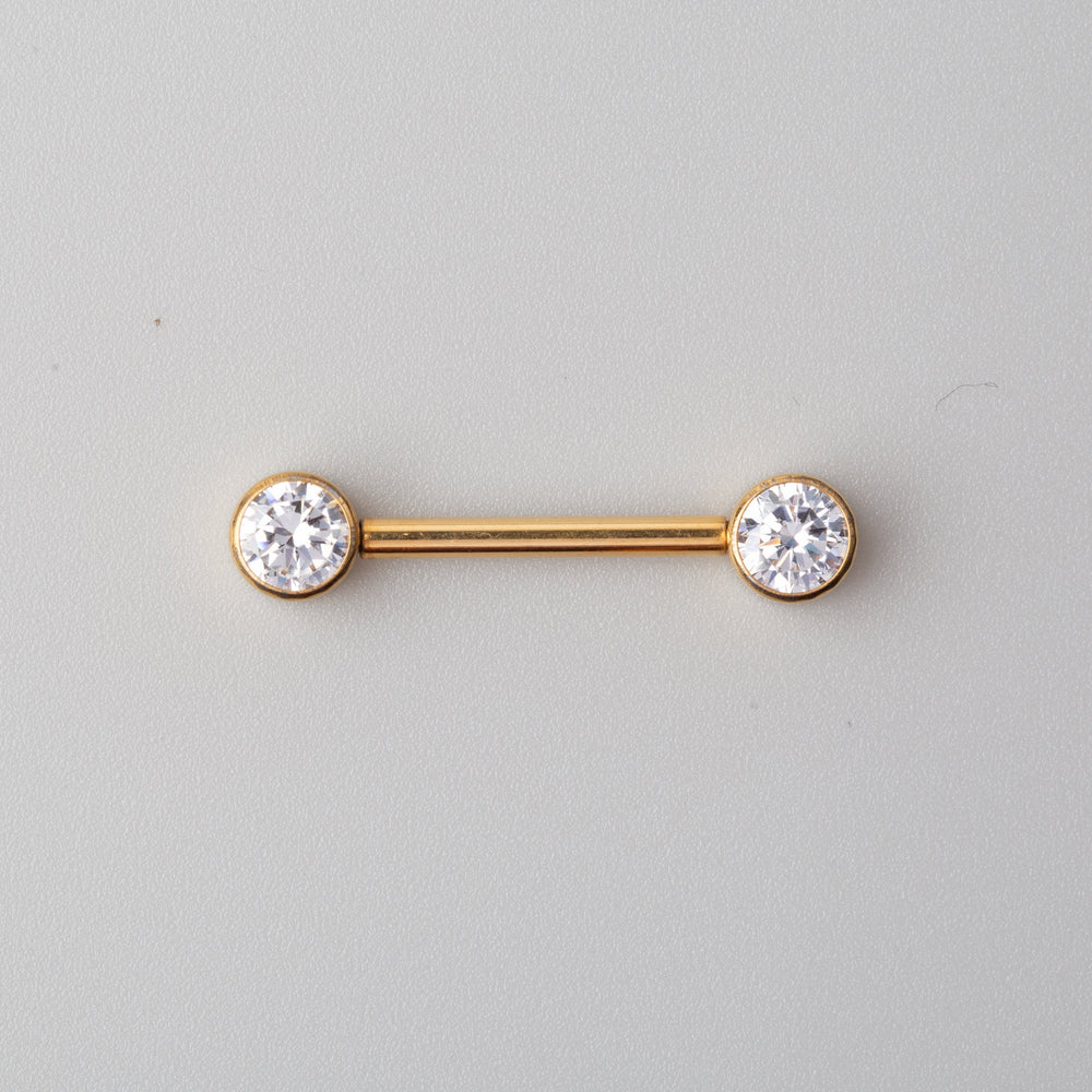 CZ Nipple Barbell in Gold - Titanium