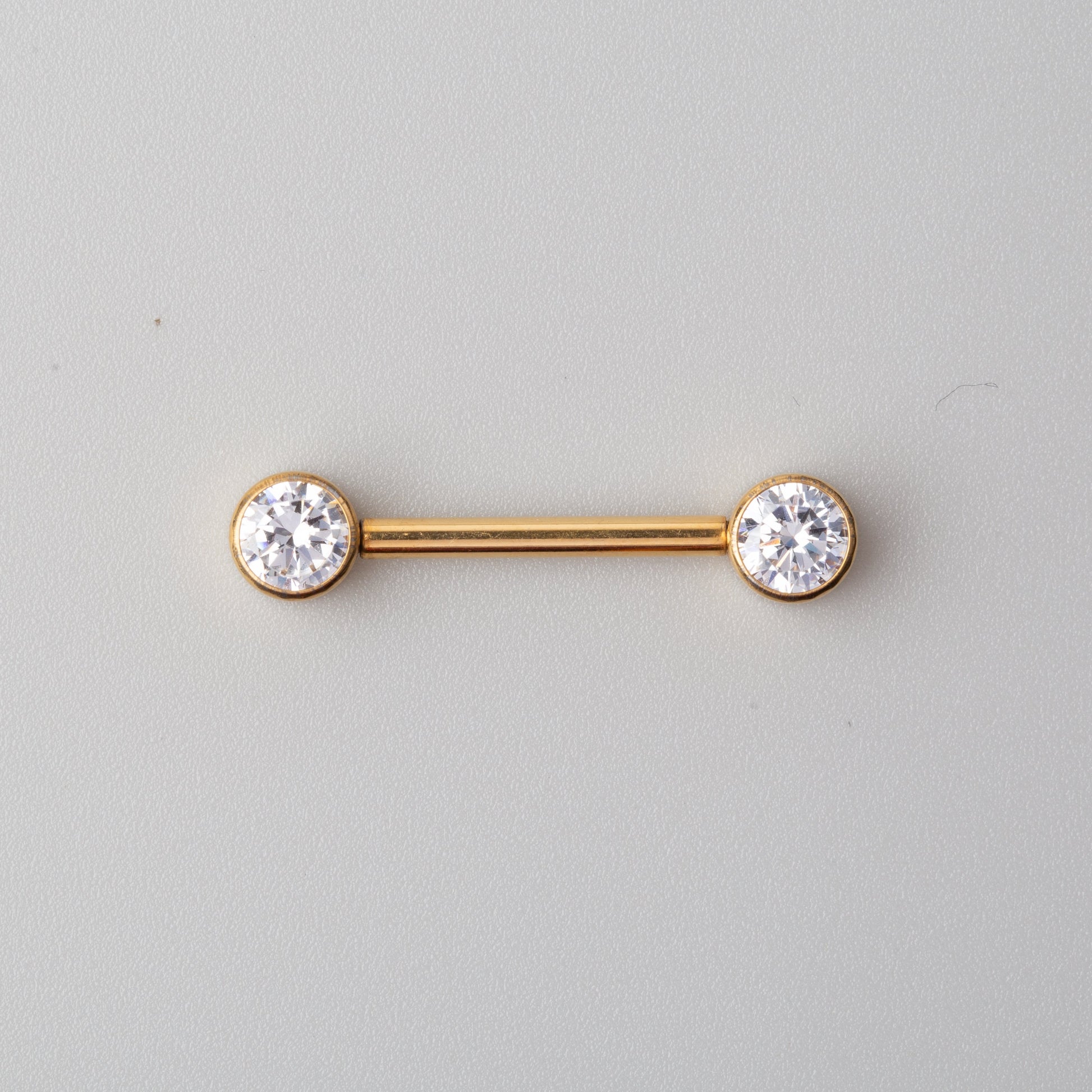 CZ Nipple Barbell in Gold - Titanium - Camden Body Jewellery