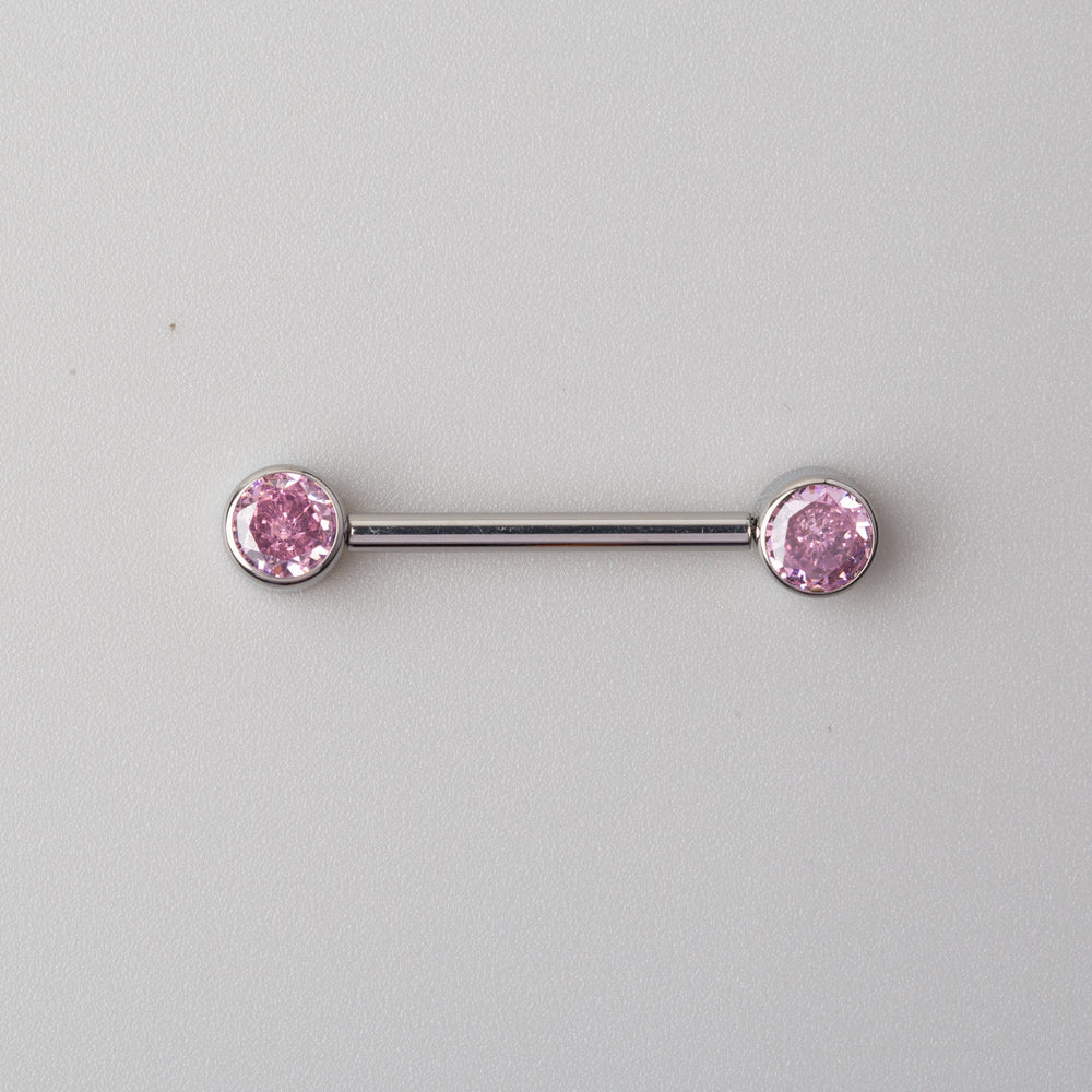 CZ Nipple Barbell in Pink - Titanium