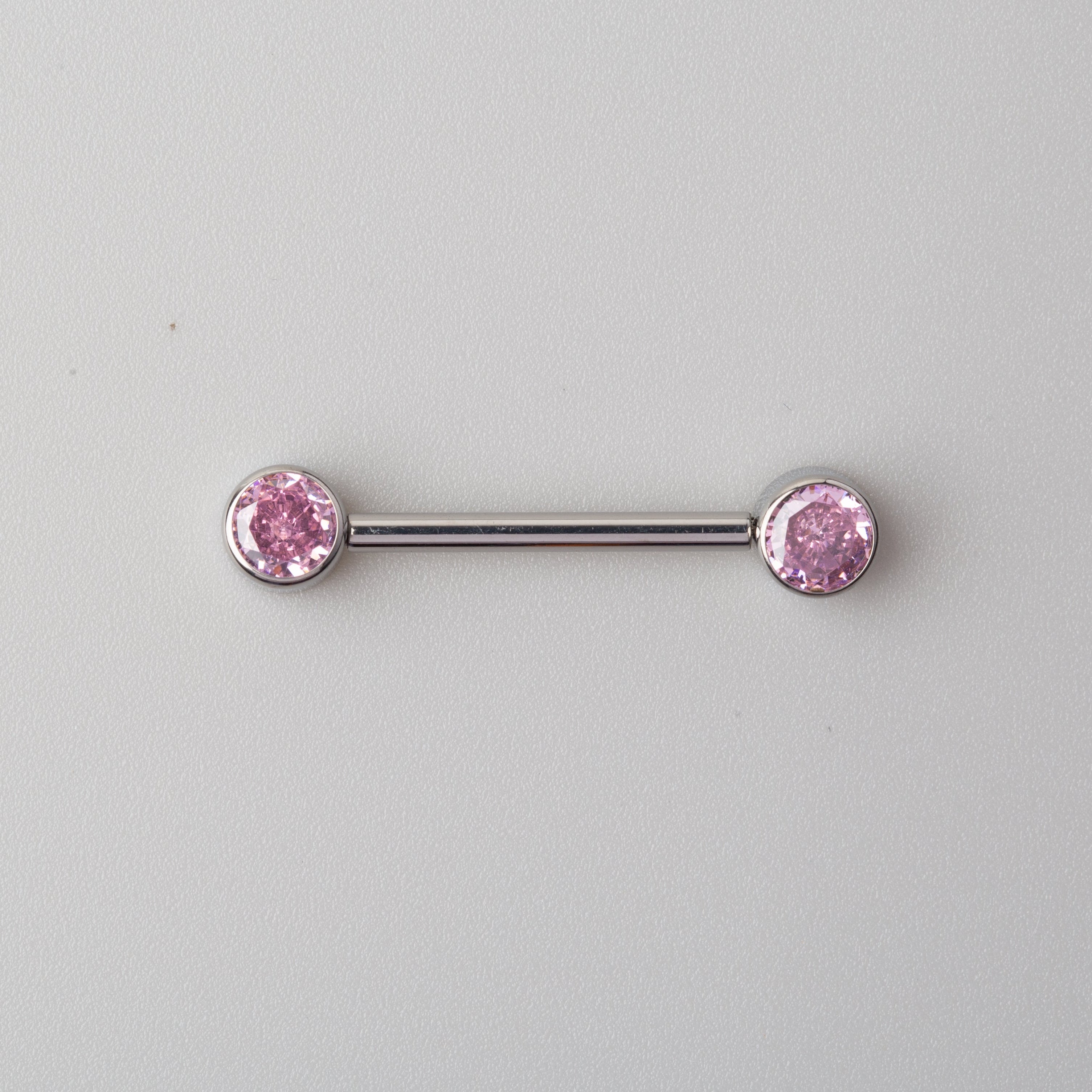 CZ Nipple Barbell in Pink - Titanium - Camden Body Jewellery