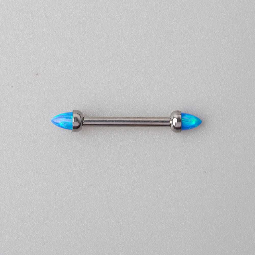 Cone with Blue Opal Nipple Barbell - Titanium