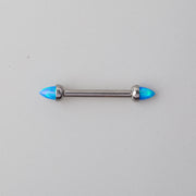 Cone with Blue Opal Nipple Barbell - Titanium - Camden Body Jewellery