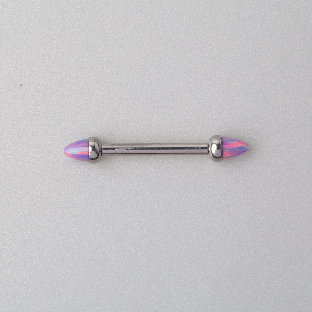 Cone with Purple Opal Nipple Barbell - Titanium