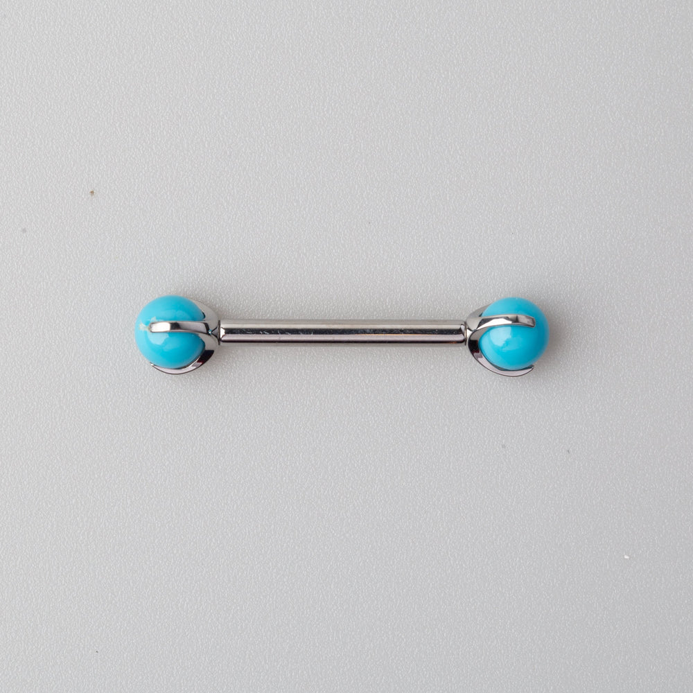 Claw CZ Nipple Barbell in Turquoise - Titanium