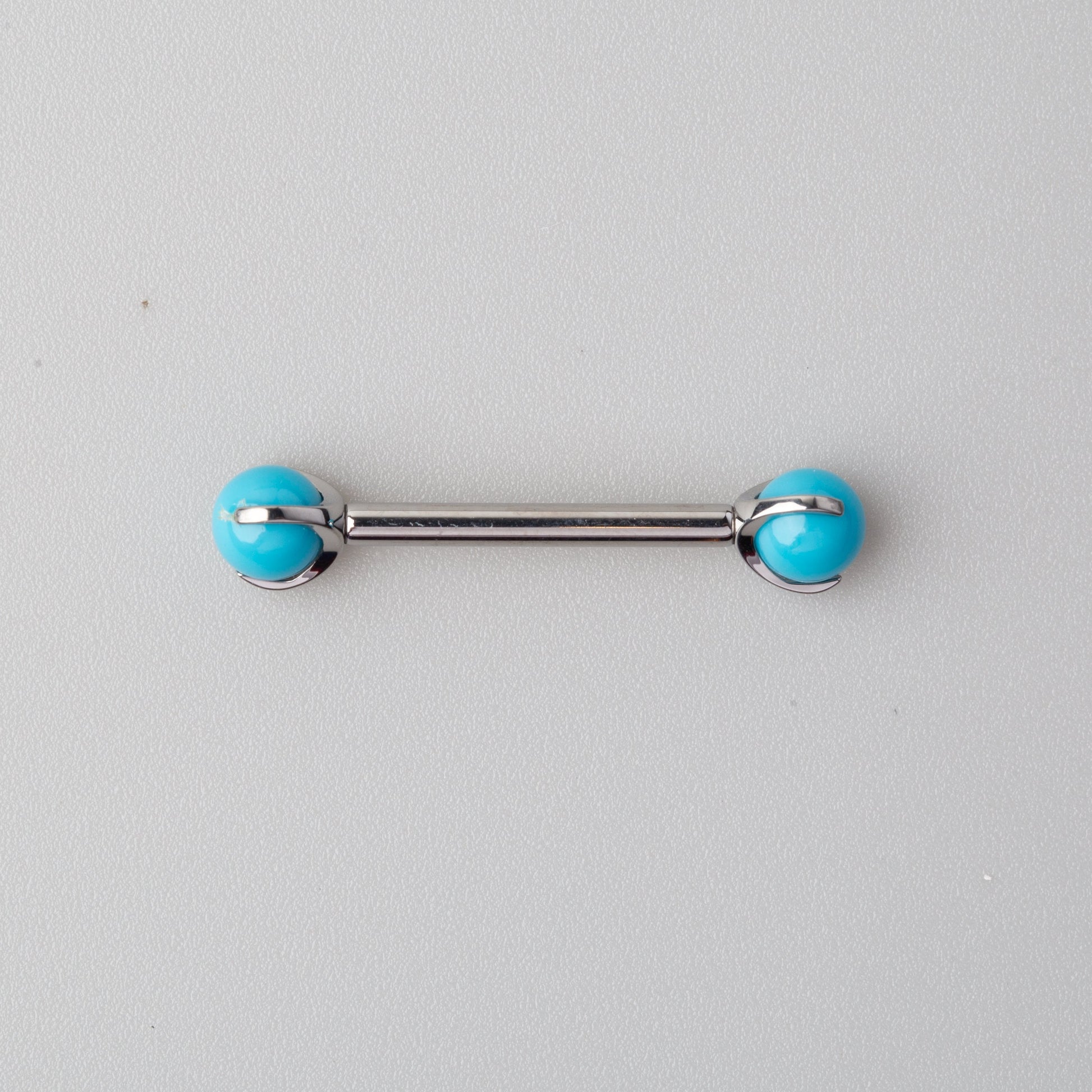 Claw CZ Nipple Barbell in Turquoise - Titanium - Camden Body Jewellery