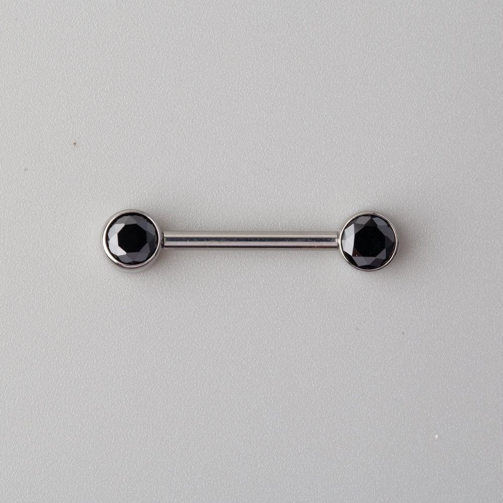 CZ Nipple Barbell in Black - Titanium