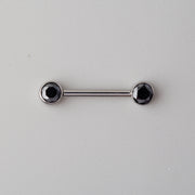 CZ Nipple Barbell in Black - Titanium - Camden Body Jewellery