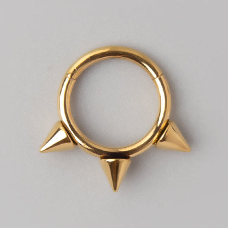 Equal Triple Spike Segment Hoop in Gold - Titanium - Camden Body Jewellery