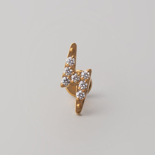 Lightening Bolt Labret in Gold - Titanium - Camden Body Jewellery