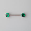 CZ Nipple Barbell in Green - Titanium - Camden Body Jewellery