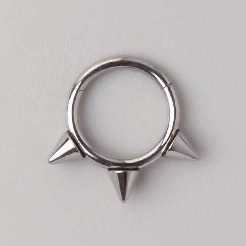 Equal Triple Spike Segment Hoop in Silver - Titanium - Camden Body Jewellery