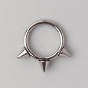 TriSpike Clicker Segment Hoop in Silver - Titanium - Camden Body Jewellery