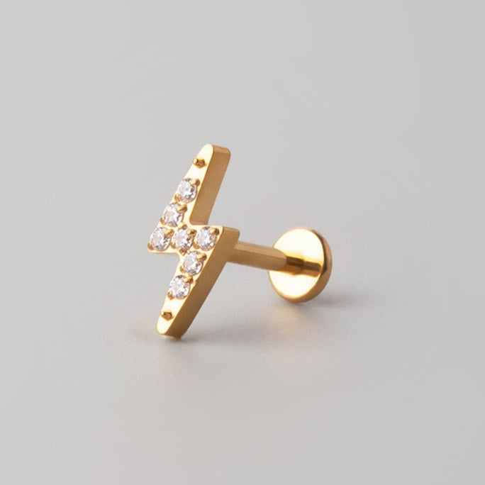 Lightening Bolt Labret in Gold - Titanium - Camden Body Jewellery