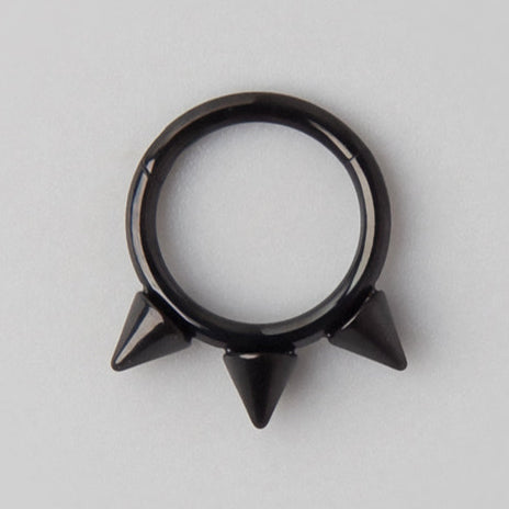 Equal Triple Spike Segment Hoop in Black - Titanium - Camden Body Jewellery