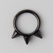 TriSpike Clicker Segment Hoop in Black - Titanium - Camden Body Jewellery