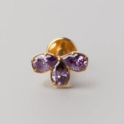 Flower Amethyst Stone Labret in Gold - Titanium - Camden Body Jewellery